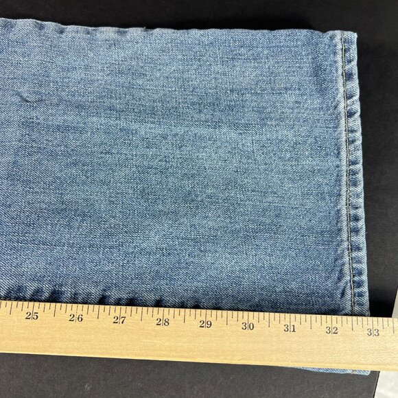 Express X2 Jeans Women's Measured 32x32 Slim Low Rise Flare Blue Denim Tag 6 L - Picture 12 of 16